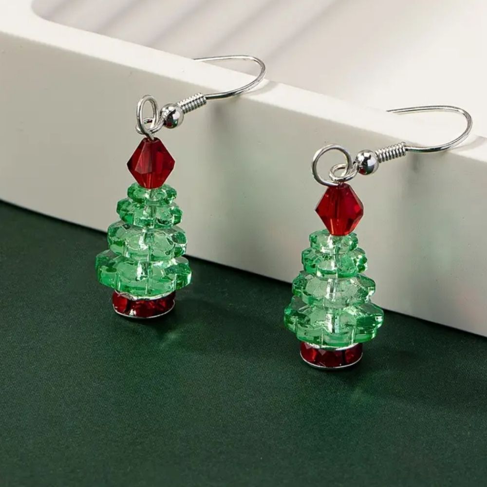 New CHRISTMAS TREE bead earrings - Picture 1 of 4